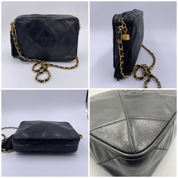 Authentic CHANEL Lambskin Black Vintage Camera Bag with Tassel - Picture 4 of 16